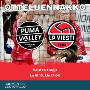 LP Viesti Akatemia avaa naisten 1-sarjakauden Nummelassa Puma Volleyn vieraana